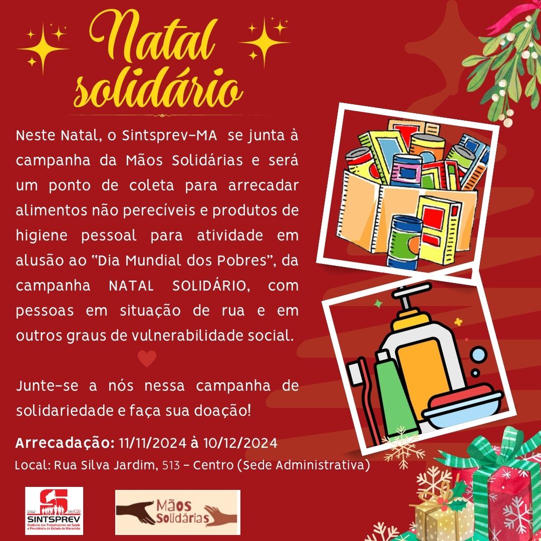 Sintsprev/MA participa de campanha “Natal Solidário”